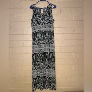Charming Charlie Black and White Paisley Maxi Dress